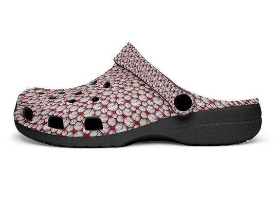 Clogs Baseball, Slide On's Baseball Red and White with Black Soles