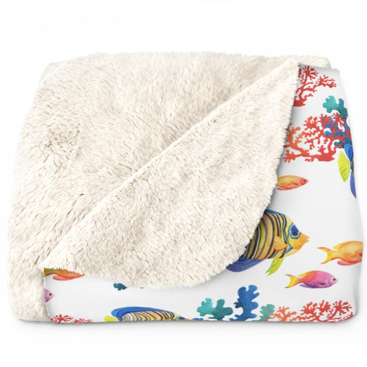 Throw Blanket, Clown Fish Blanket, Colorful Clown and Tropical Fish