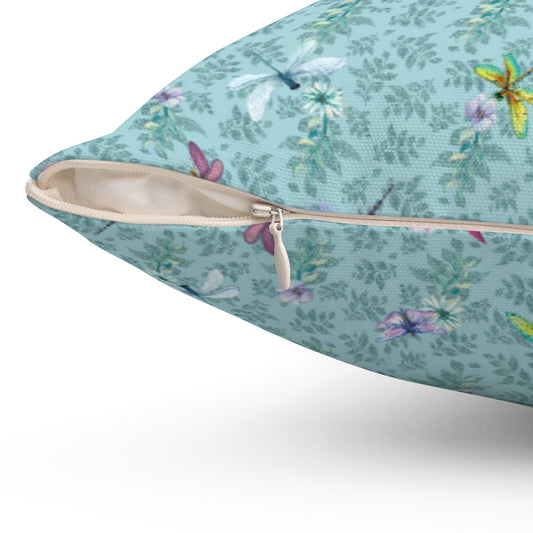 Throw Pillow, Teal Throw Pillow, Beautiful Throw Pillow with Dragonflies