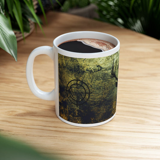 Hunter Coffee Mug, Deer Hunter Mug, Forest Green, Coffee Mug for Hunter, 11oz, 15oz