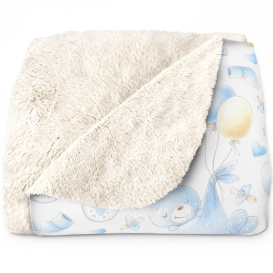 Boy's Blanket, Bunny Rabbits and Balloons, Blue