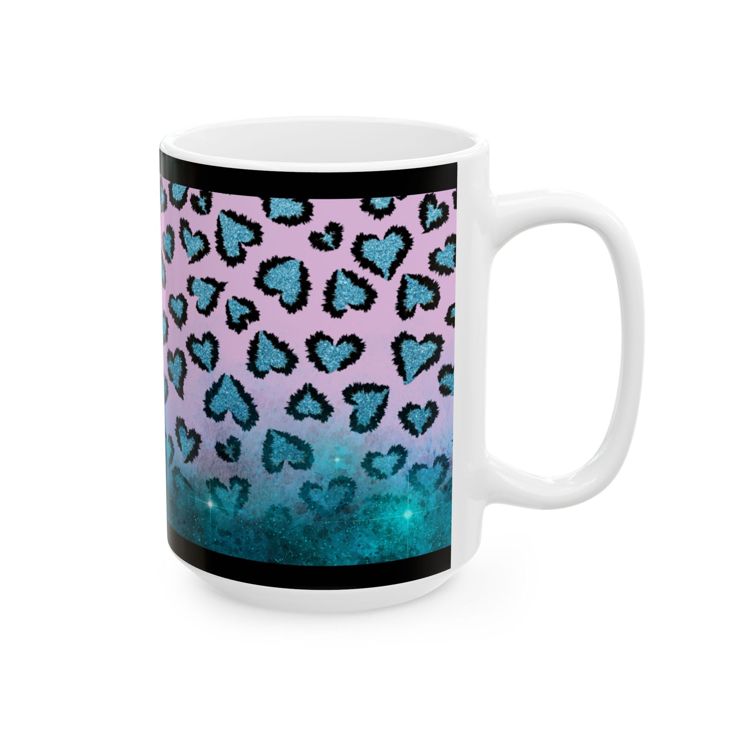 Personalized Heart Leopard Ceramic Mug — Custom Photo Coffee Cup (11oz/15oz)