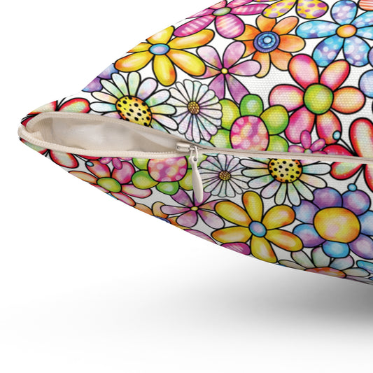 Throw Pillow, Floral Throw Pillow, Throw Pillow with Daisy's