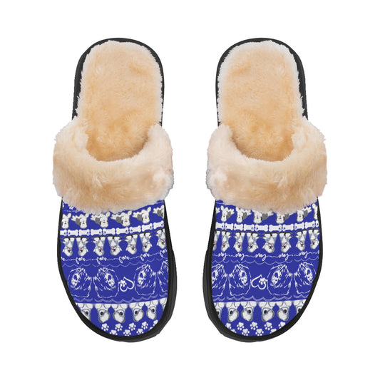 Plush Lined Women's Slippers, Old English Sheepdog