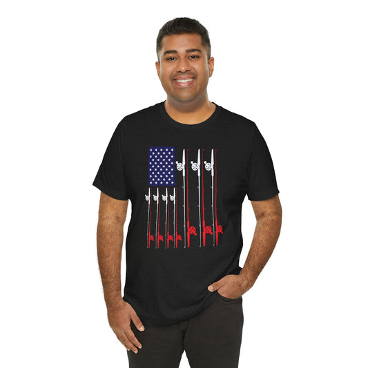 American Flag Fishing Rods T-Shirt — Patriotic Angler Tee