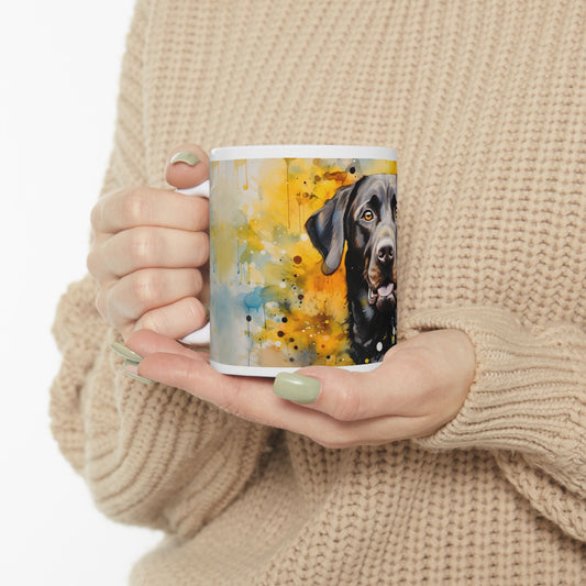 Black Labrador Ceramic Mug — Watercolor Labrador Coffee Cup (11oz & 15oz)