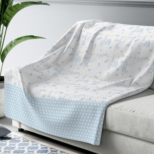 Blue Bear Polka Dot Blanket