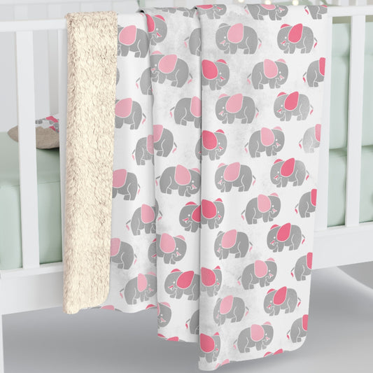 Girls Blanket, Pink Elephants Blanket, Girls Pink and Gray Throw Blankets