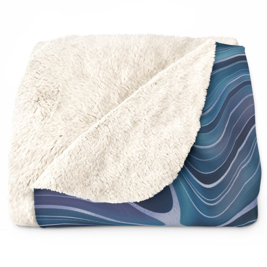 Blue Throw Blanket, BoHo Design Blanket, Blue Teal Lavender Sherpa Blanket