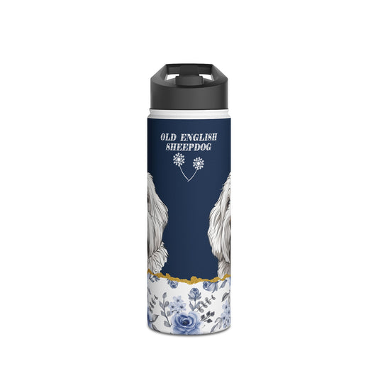 Old English Sheepdog Stainless Steel Water Bottle, Blue Eyes – Perfect for Dog Lovers!