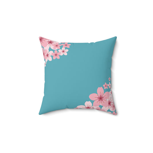 Throw Pillow, Floral Accent Pillow, Throw Pillow with Cherry Blossoms and Plaid Design