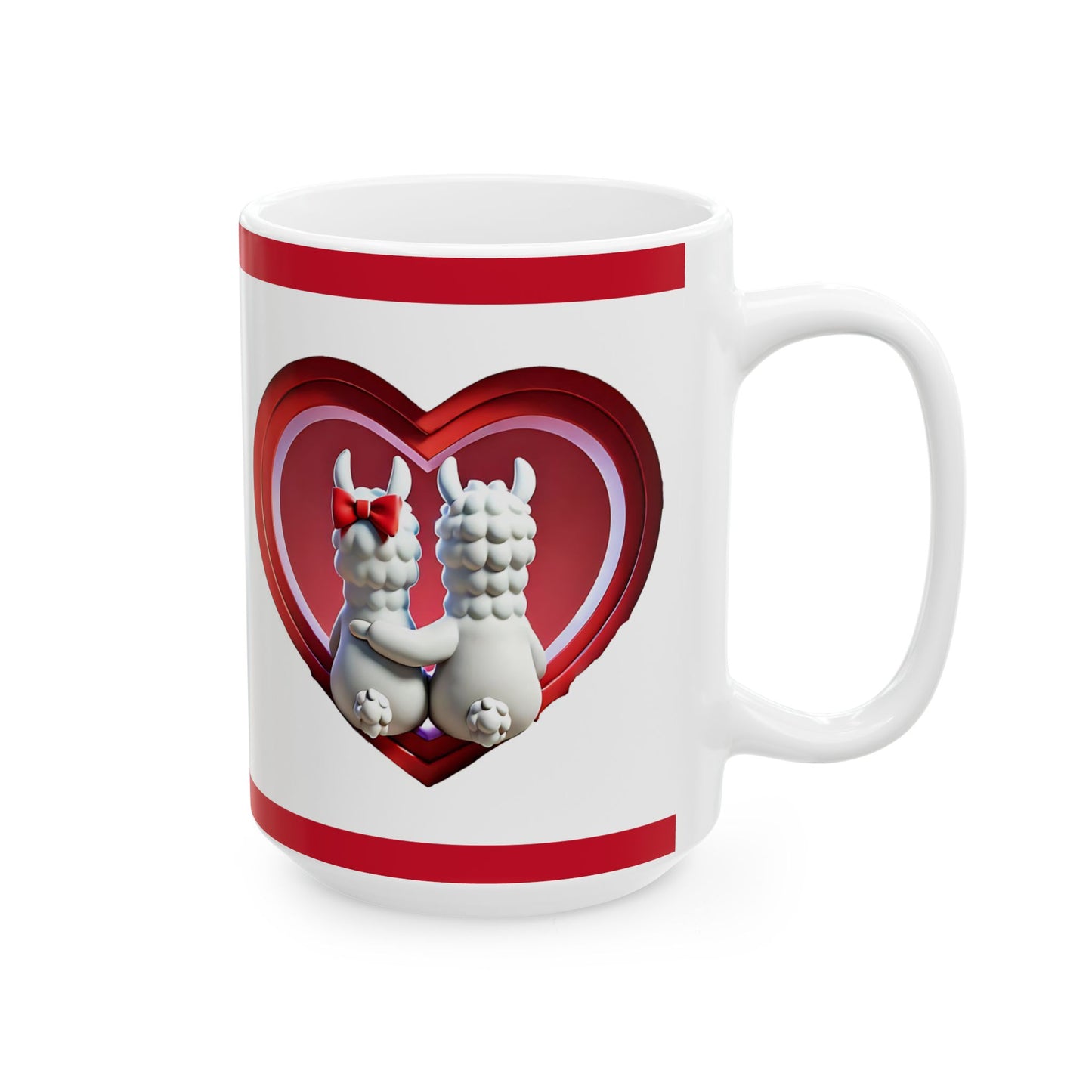 Valentine Llama Ceramic Mug – Cute Heart Love Coffee Cup (11oz, 15oz)