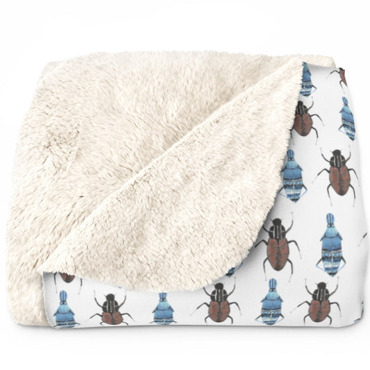 Blanket, Throw Blanket, Boy's Blanket, Little Boys Blanket with Cool Insects, Blue Brown