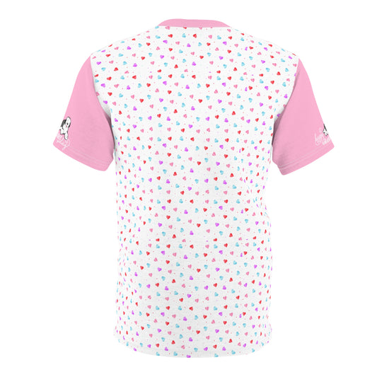 Women's Short Sleeve Valentine's Day Tee Shirt, Old English Sheepdog Valentine's Day T-Shirt