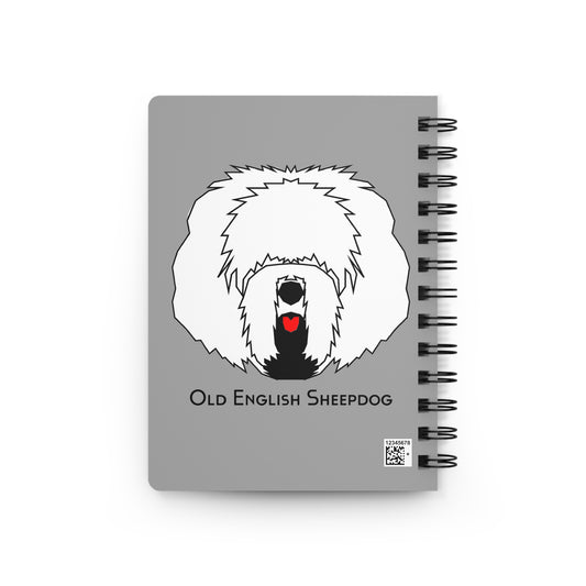 Spiral Notebook, 5x7" Spiral Journal, Old English Sheepdog Head
