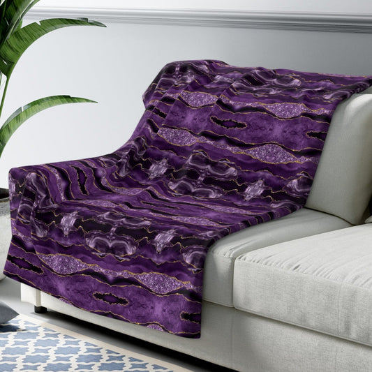 Purple Blanket, Deep Purple Throw Blanket, BoHo Design, Purple Lavender Swirl