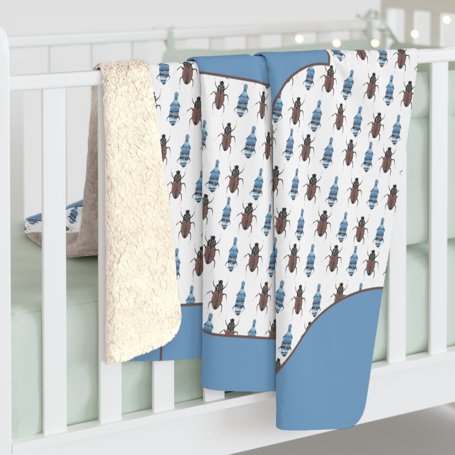 Blanket, Little Boys Blanket, Throw Blanket, Boys Blanket with Cool Insects, Blue Brown, Personalized