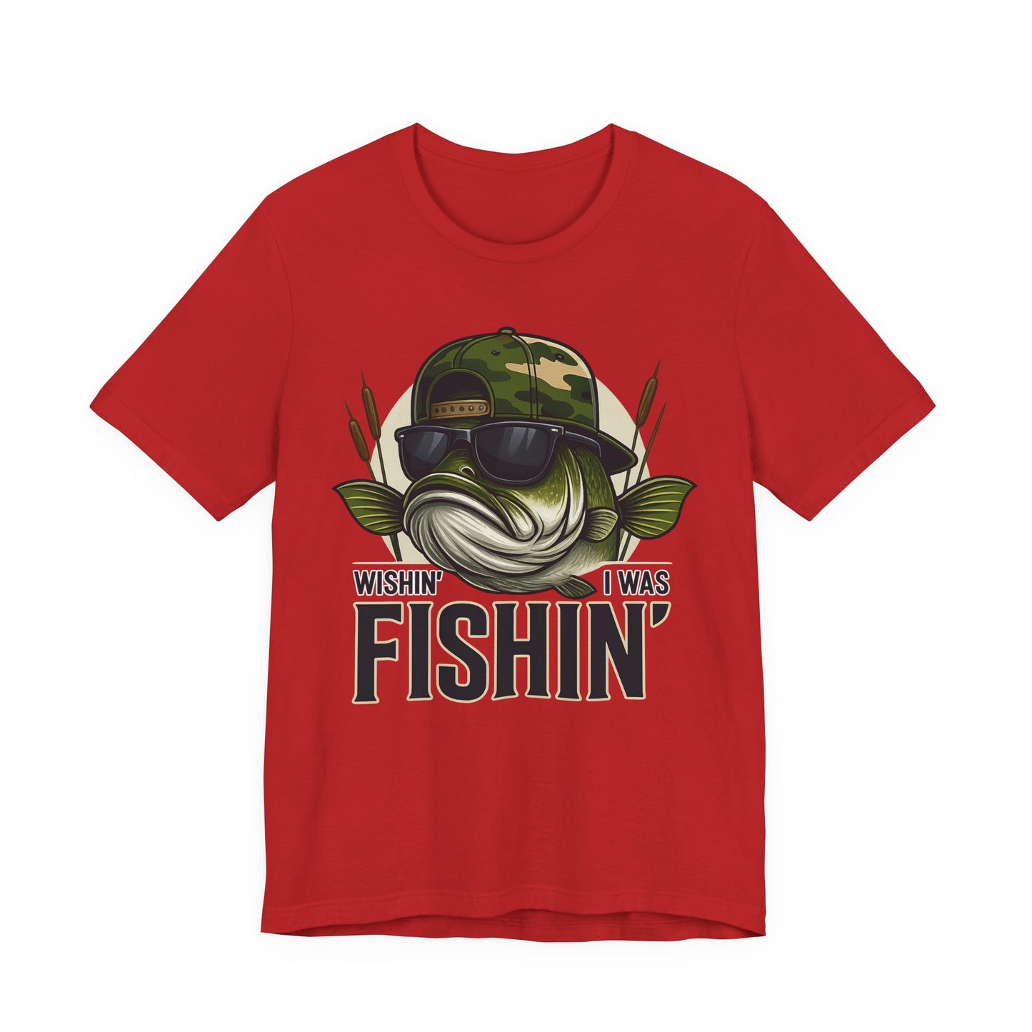 Wishin' I Was Fishin' T-Shirt — Funny Bass Fishing Tee for Anglers