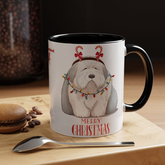 Old English Sheepdog Mug, Unconditional Love Old English Sheepdog Christmas Ceramic Coffee Mug - 11 oz