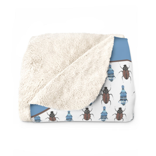 Blanket, Little Boys Blanket, Throw Blanket, Boys Blanket with Cool Insects, Blue Brown, Personalized