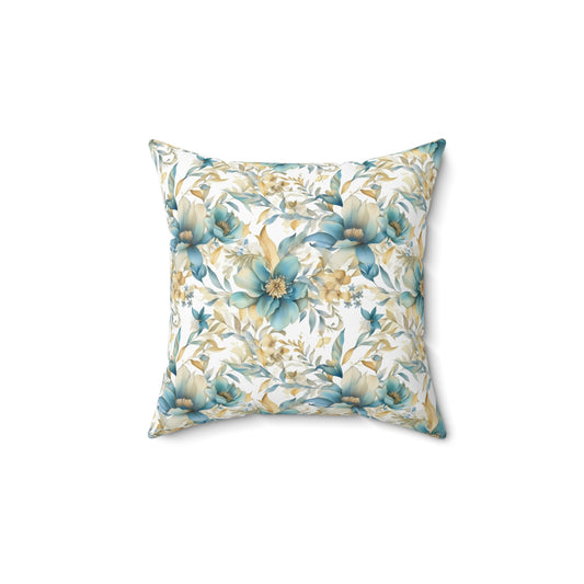 Floral, Blue and Beige Flowers