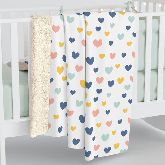 Blanket, Throw Blanket, Blanket with Colorful Hearts