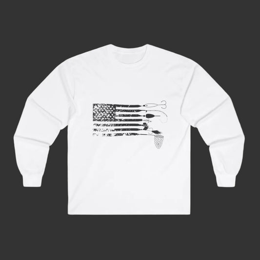 Distressed Angler American Flag T-Shirt