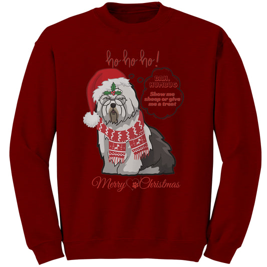 Old English Sheepdog Christmas Shirt, Sheepie Scrooge, Gildan Cotton/Polyester Sweatshirt