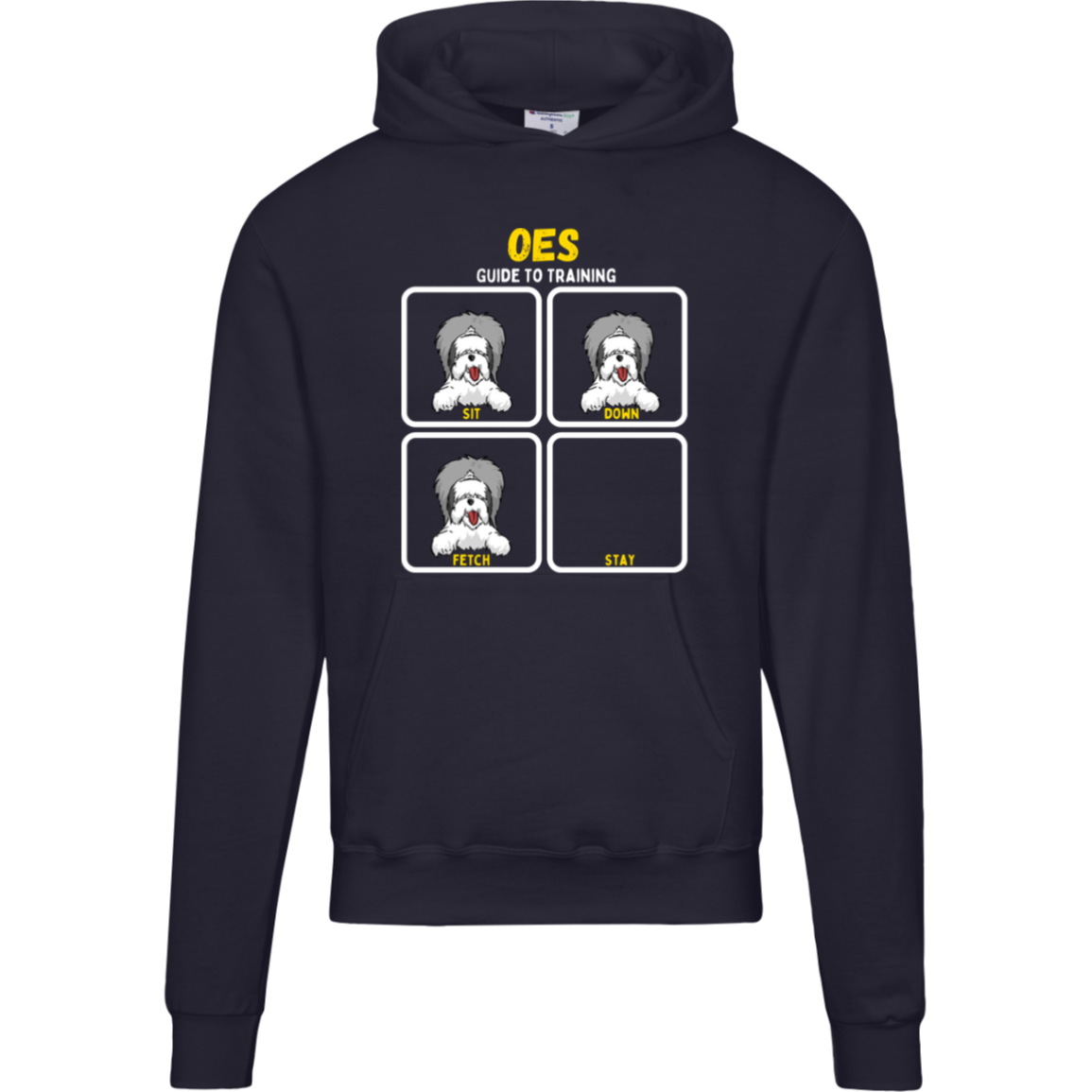 Humorous Old English Sheepdog Hoodie, OES Training Guide, Pullover Champion Hoodie