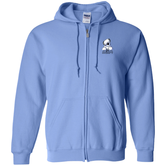 Got Sheep? Old English Sheepdog Zipped Hoodie, w/Black Writing, Front and Back Graphic Design, Gildan Cotton/Polyester Hoodie
