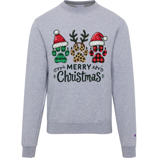 Pet Christmas Shirt, Merry Pawsmas, Champion Crewneck Sweatshirt
