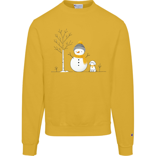 Christmas Snowman and Dog, Unisex, Champion Crewneck Sweatshirt