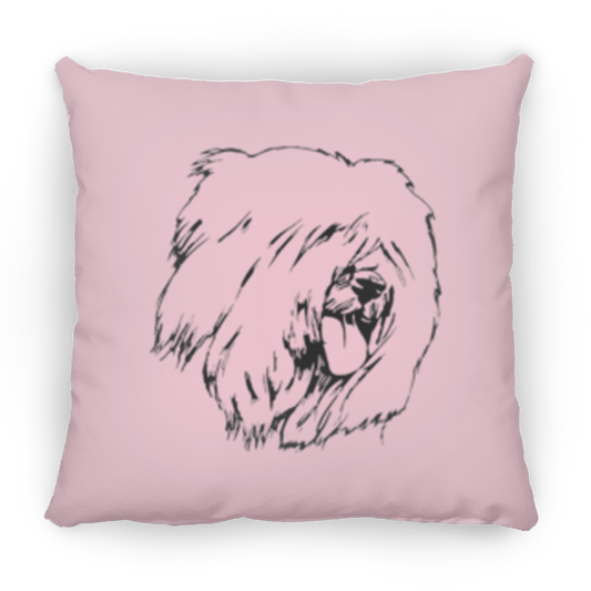 Old English Sheepdog Throw Pillow, Head Shot, Old English Sheepdog Accent Pillow