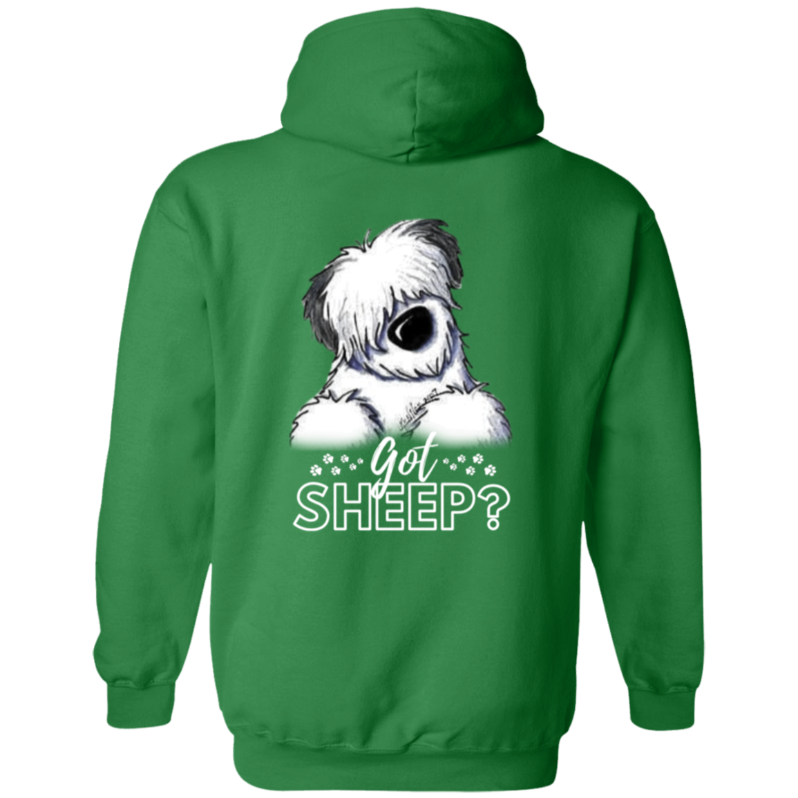 Got Sheep? Old English Sheepdog Zipped Hoodie, Front and Back Graphics, White Font