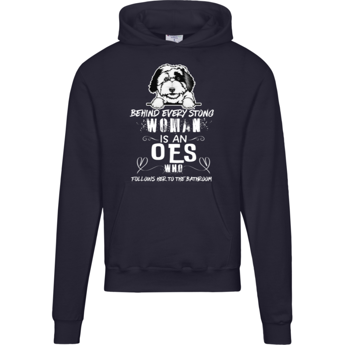 Humorous Old English Sheepdog Hoodie, Pullover Champion Hoodie