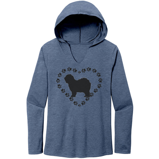 Old English Sheepdog Paw Print Heart, Unisex, Pullover Cotton/Fleece Hoodie