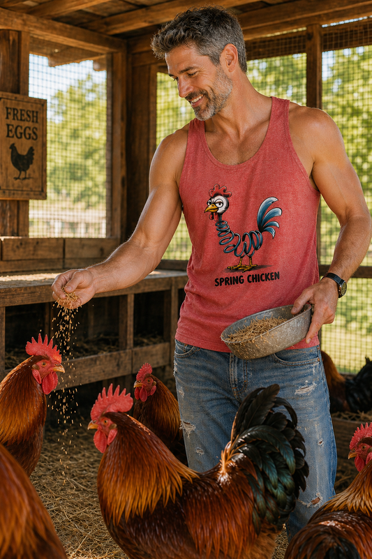 Spring Chicken Comfy Fit Tank Top - Unisex Bella + Canvas Tank, Multi Colors