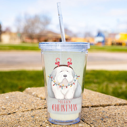 Old English Sheepdog, Christmas Doggie Tumbler