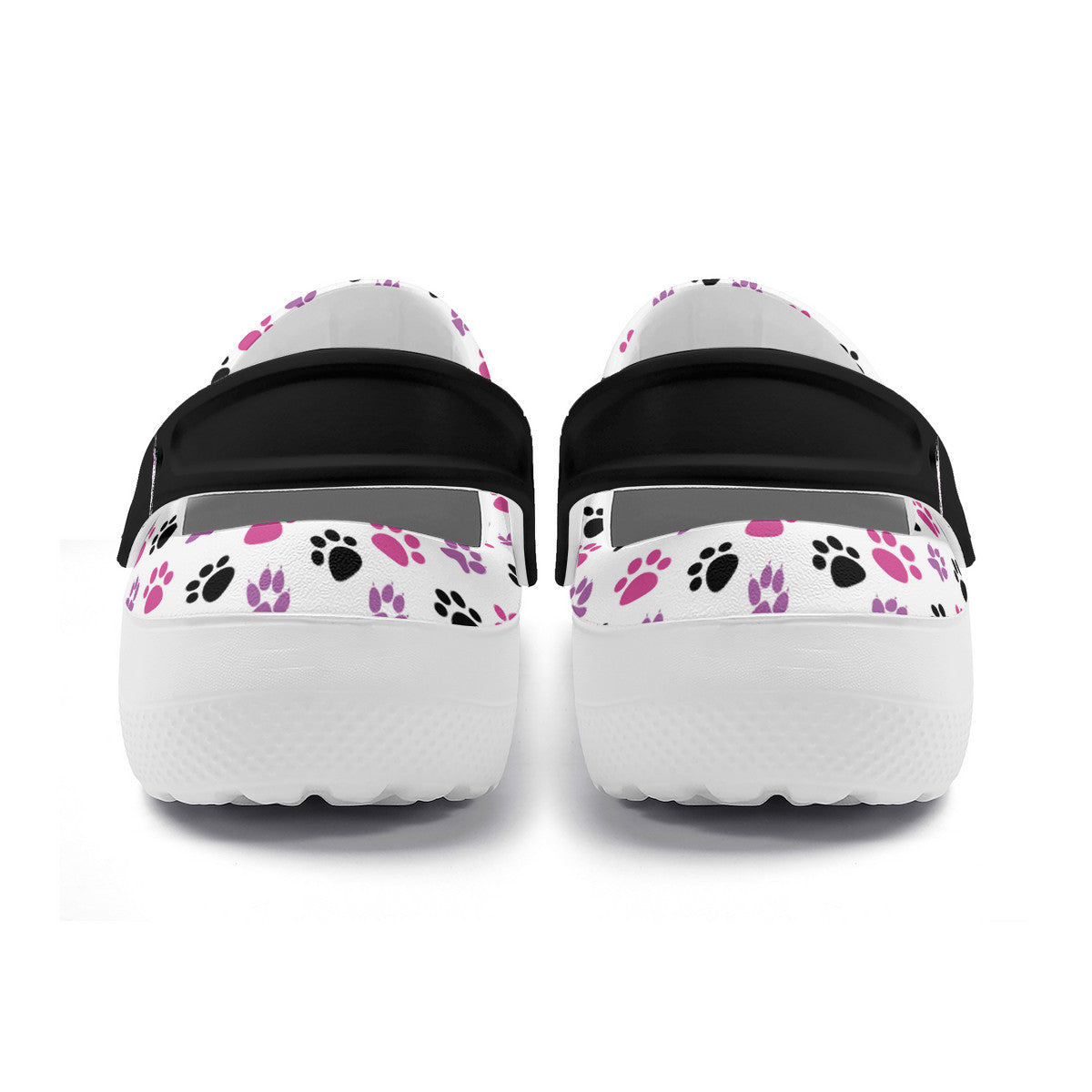 Paw Print Clogs, Pink Lavender Black, Paw Print Shoes, Nursing Shoes, Veterinary Clogs
