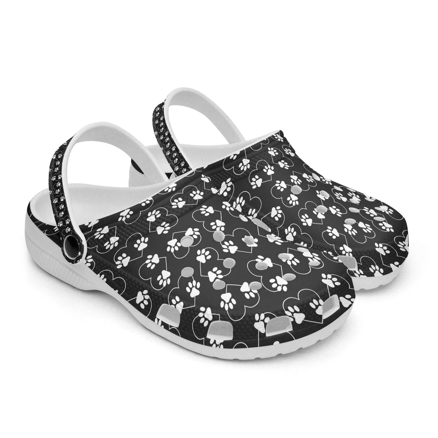 Black Paw Print Clogs