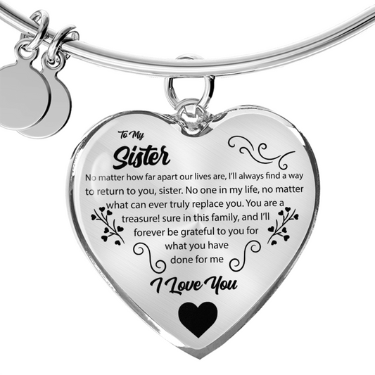 Sister bracelet with saying on it