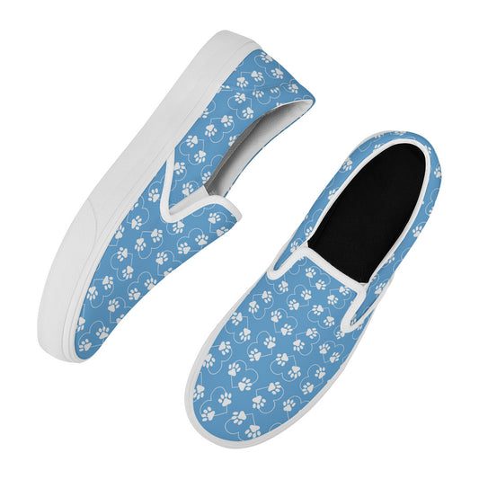 Paw Print Sneakers, Paw Print Shoes, Baby Blue Paw Print Slide On Shoes