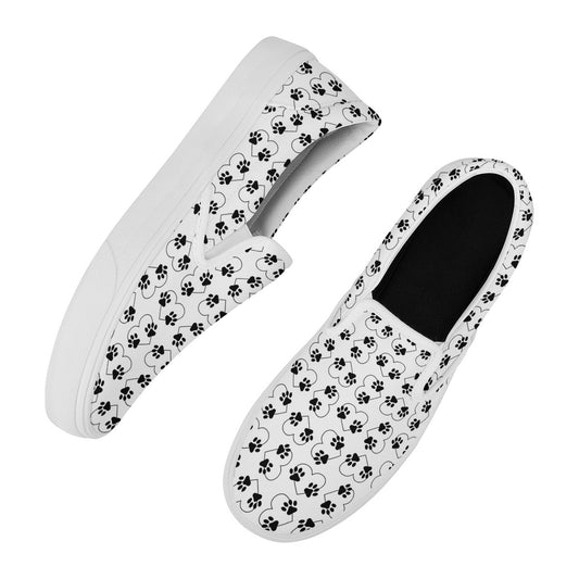 Paw Print Sneakers, Paw Print Shoes, Black Paw Print Slide On Shoes