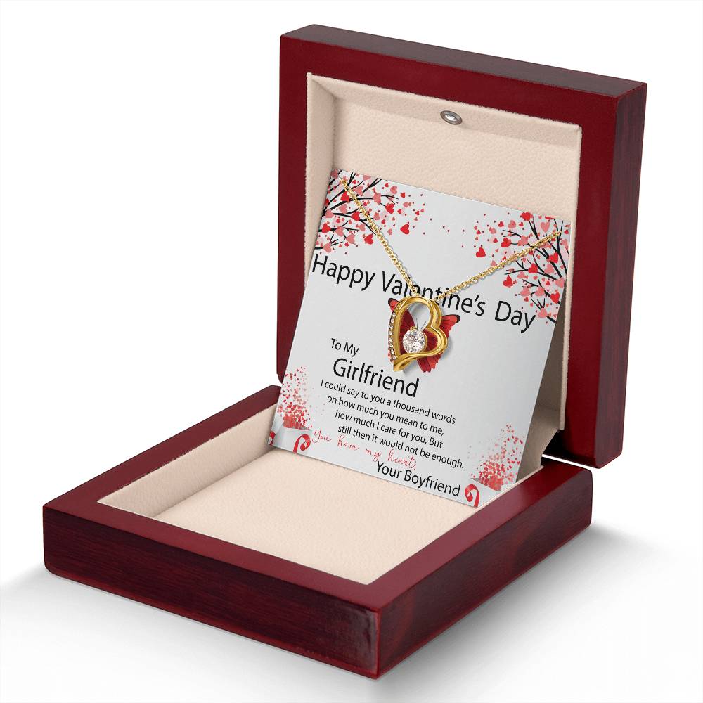 To My Girlfriend, You Have My Heart, Valentines Day Gift For Girlfriend, Heart Pendant Necklace, Heart Necklace with Message Card