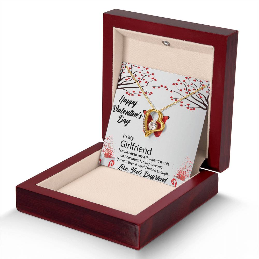 Heart Pendant Necklace, To My Girlfriend, My Valentine, Valentines Day Gift For Girlfriend, Valentine Necklace with Message Card