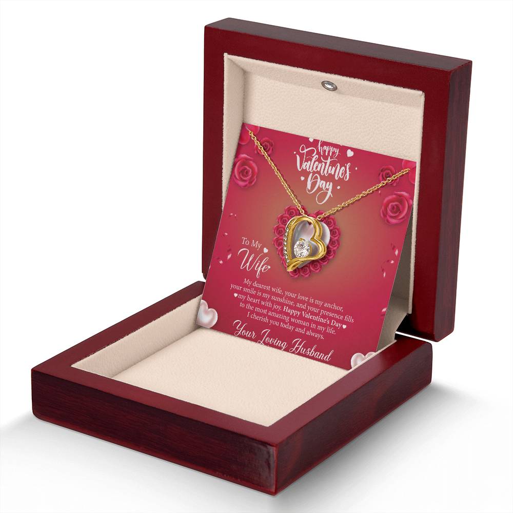 Valentine Gift for Wife, Gift for Wife for Valentine's, Heart Pendant Necklace with Message Card From Husband