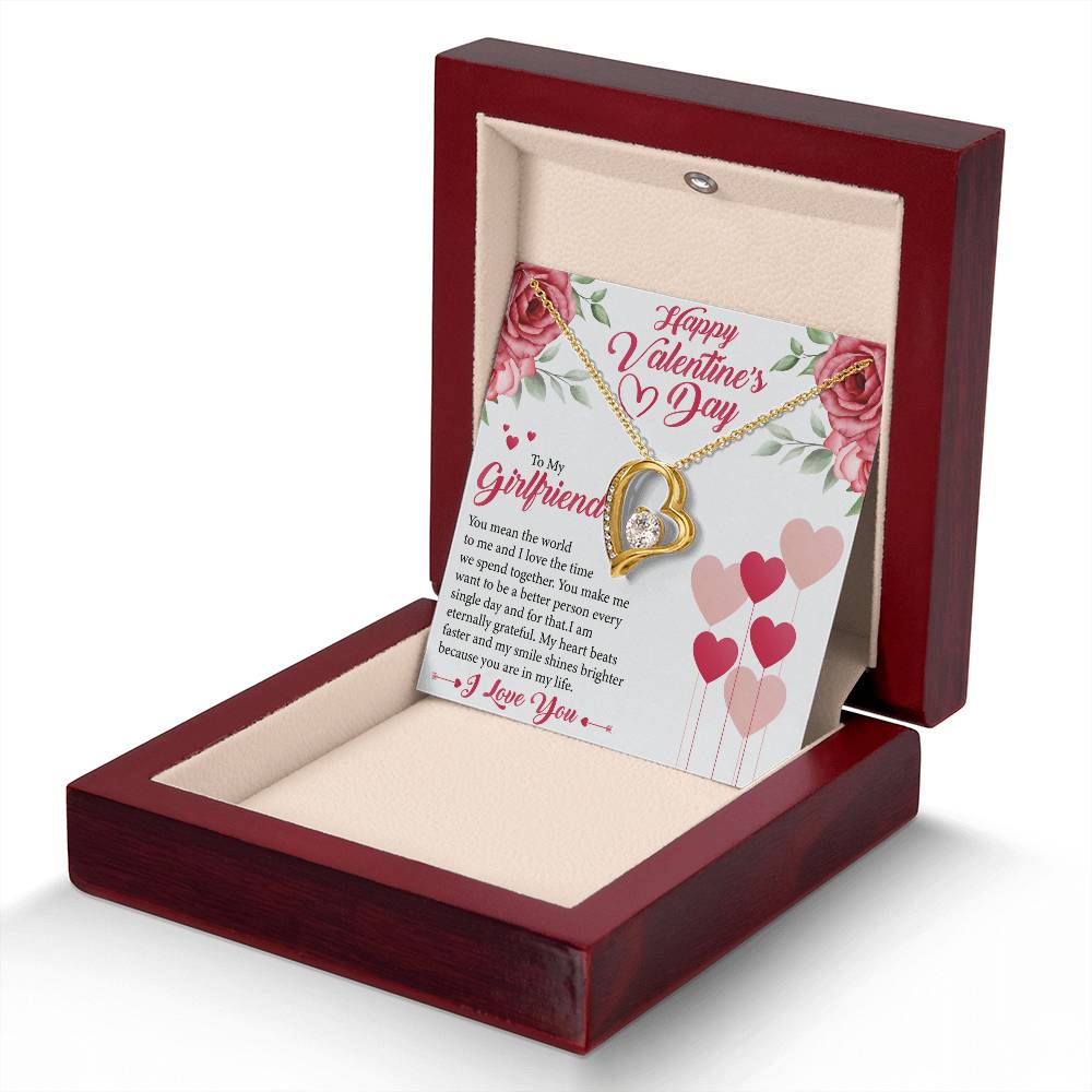 Heart Pendant Necklace, Happy Valentine's Day, To My Girlfriend Message Card, Valentines Day Gift For Girlfriend