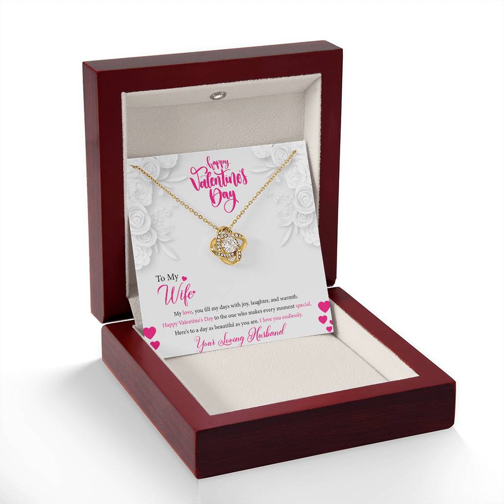 Love Knot Pendant Necklace, To My Wife, Valentines Day Gift For Wife with Loving Message Card