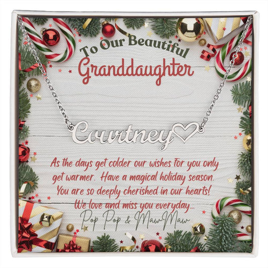Christmas Gift for Granddaughter, Gift for Granddaughter, Necklace, Personalized Heart Name Necklace, Heartfelt Message, Personalized