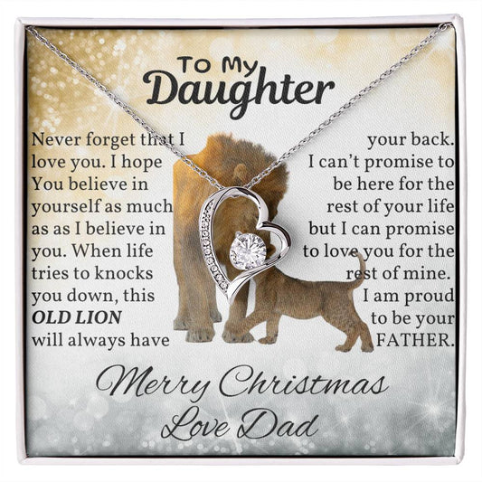 Christmas Gift for Daughter, Dad's Gift to Daughter, Heart Pendant Necklace With Message Card